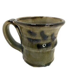 Brown Glazed Studio Art Coffee Mug  Ken Merrick Signed OV 3.75"